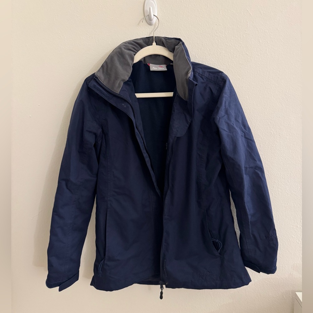 Peter Som Navy Blue Raincoat with Hood in Size 10